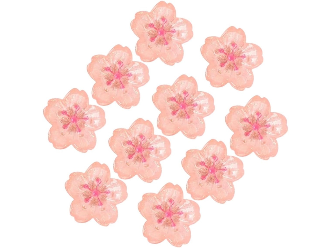 Tachinhas De Resina Rosa E Metal Com Desenho Flor Cerejeira Para Murais, Pacote Com 10 Unidades, Ideais Para Escritório