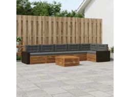 Vidaxl Conjunto De Sofás Para Exterior 7 Unid. Natural E Antracite