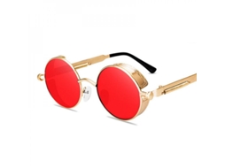 2026-gafas De Sol Redondas Góticas Steampunk Retro Metal Diseño Vintage Para Hombre Y Mujer Dlg Oro Rojo