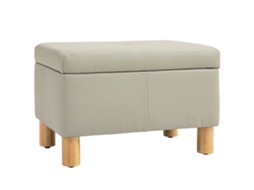 Baú Armazenamento Pu Pés Madeira 60x38x40cm Cinza Claro 33l