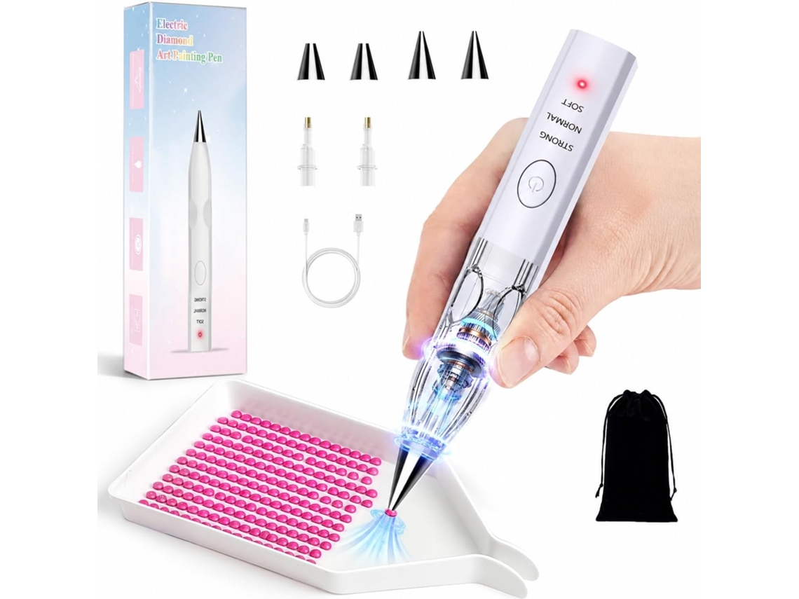 Caneta Elétrica Portátil Para Pintura De Diamante, Recarregável, 3 Níveis Ajustáveis, Acessórios Para Pintura De Diamante Digitallab (branco)