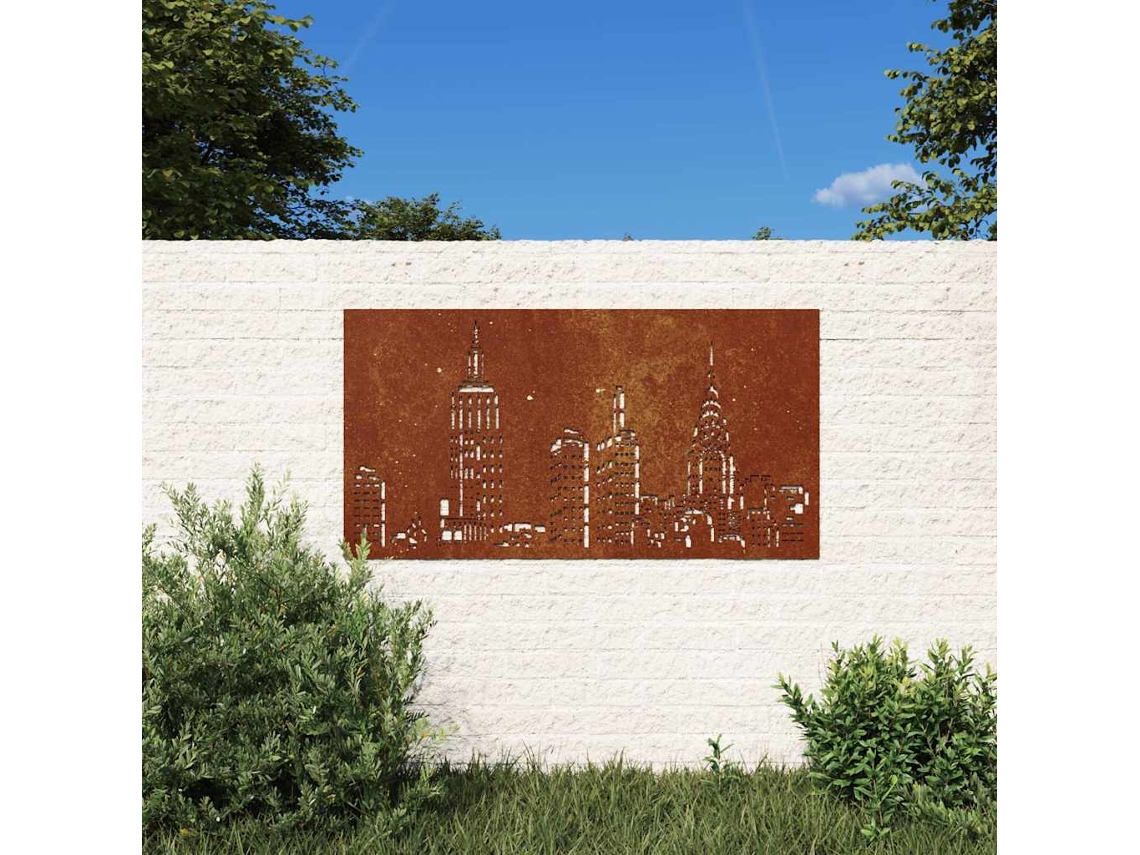 Vidaxl Decoração P/muro Jardim 105x55cm Aço Corten Design Arranha-céus