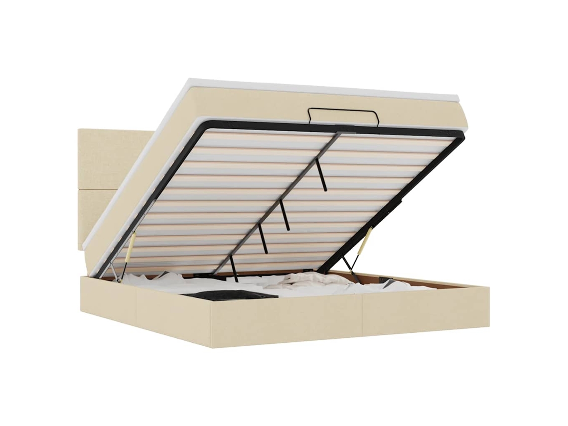 Estrutura da cama otomana VIDAXL Creme Tecido (160x200 cm)