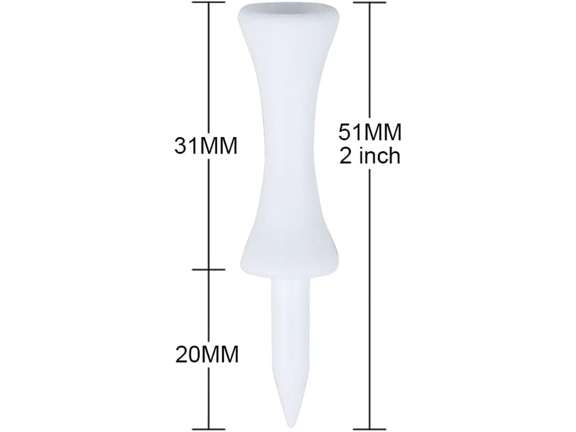 Tees de golfe de plástico branco Slowmoose 51 mm (pacote com 100)