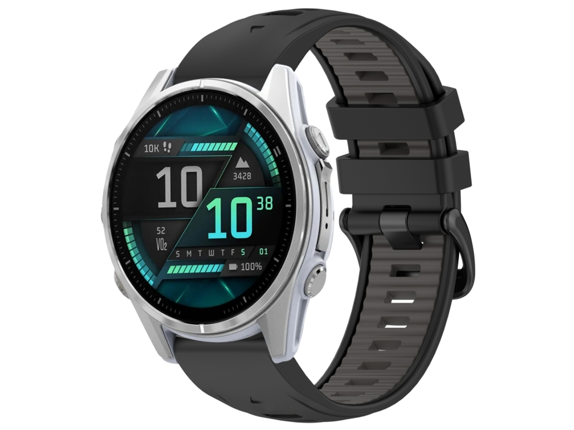 Bracelete para Garmin Fenix 8 Amoled XIAOMOYU em Silicone com Fivela de Aço Duas Cores (43mm) Preto + Cinza