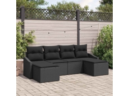 Vidaxl Conjunto De Sofás 6 Unid. Preto Vime Pe