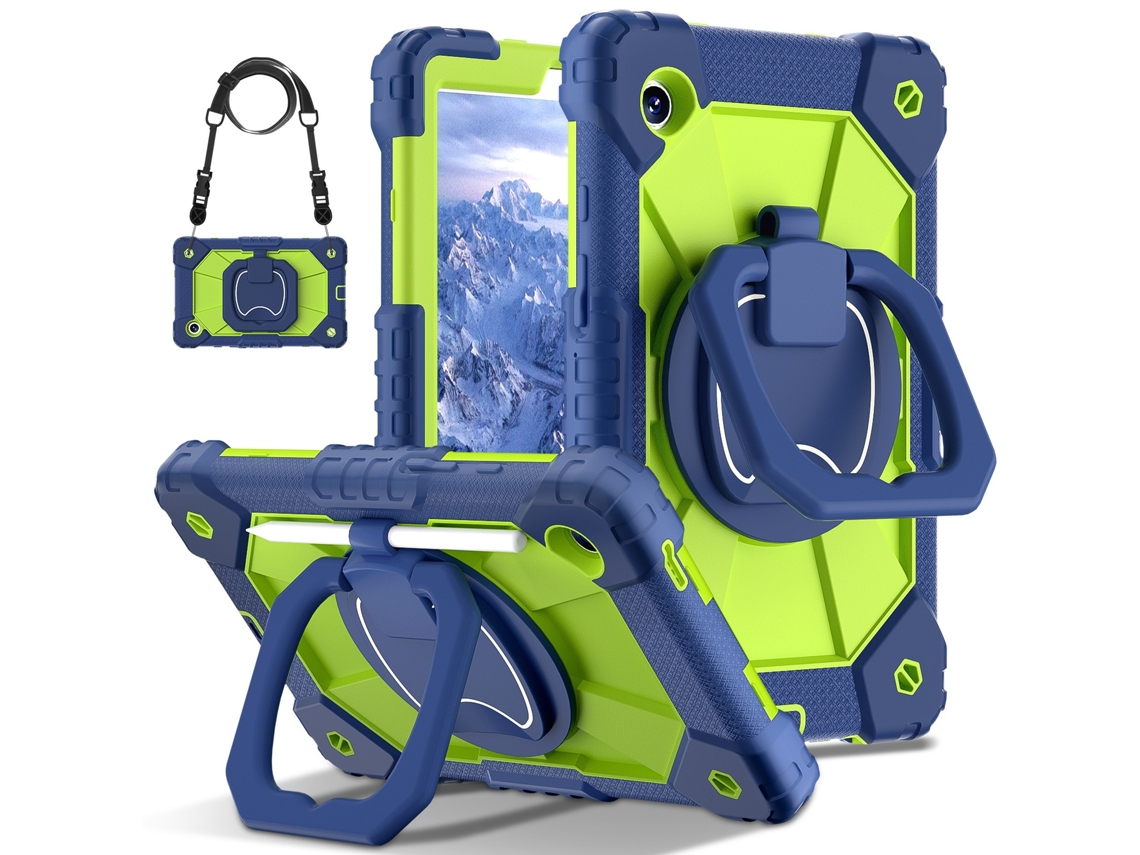 Tressino Capa Tablet Para Samsung Galaxy Tab A11 8.7 Polegadas 2025 Resistente A Choques Com Alça De Ombro, Azul E Verde