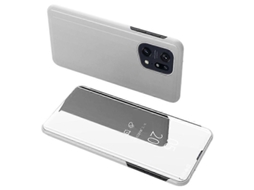 Compre Para Oppo Find X5 Pro Bookstyle View Window Espelho Galvanizado Suporte Case Couro Pu Corpo Inteiro Capa Flip Fólio Protetora Prata