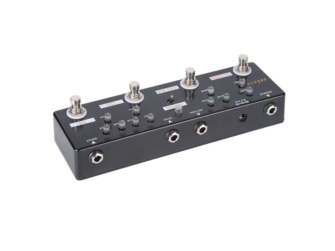 Pedal de Efeitos para Guitarra com 5 Modos: Reverb, Delay, Distorção, Overdrive, Loop, Afinador e Acessórios AQUAFORGE