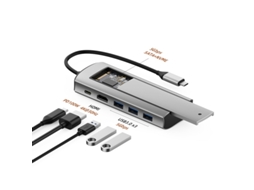 Estação de Ancoragem YIZHOOD 6-Em-1 Usb C Hub Função de Armazenamento em Disco M.2 Nvme Sata Ssd para Hdtv para Pro Cinza