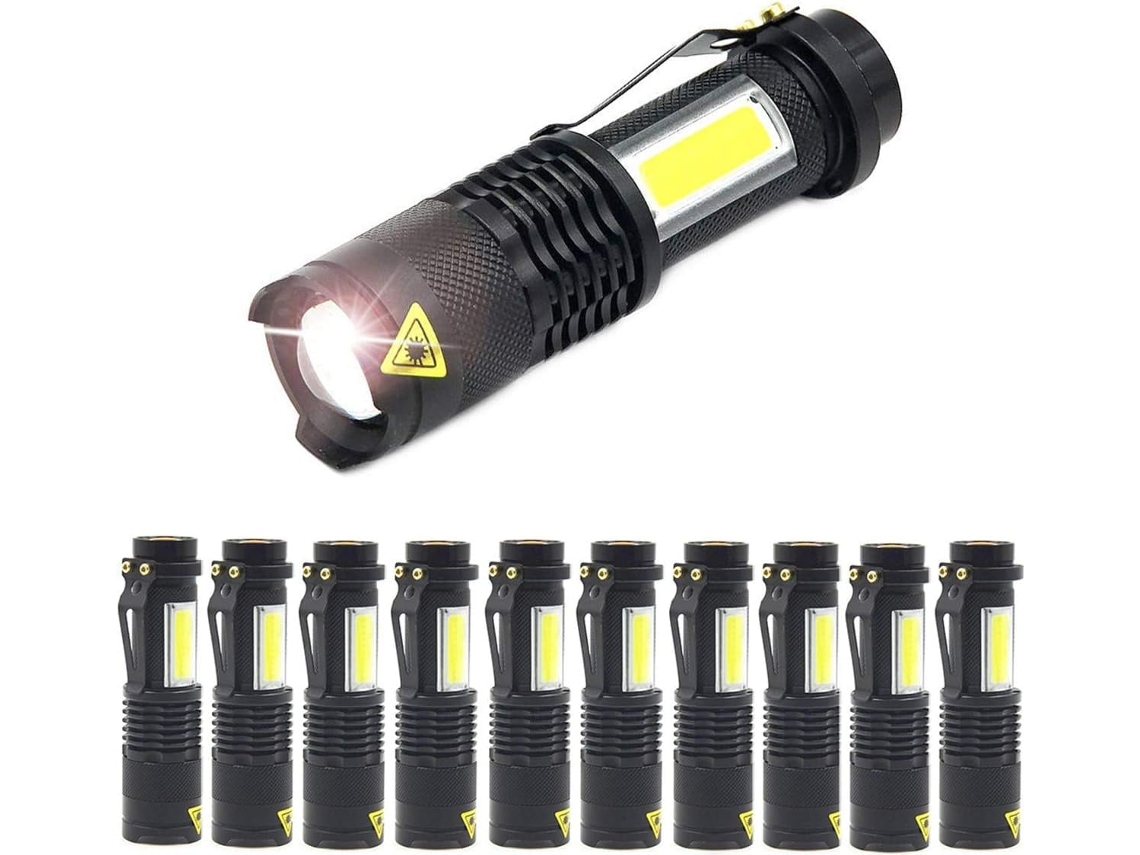 Lanternas Led Cob Mini Tocha Portátil Ultrabrilhante de 4 Modos Lanterna Portátil com Luzes de Bolso À Prova Dágua Preta HALINUIA