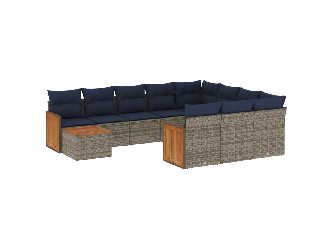 Conjunto de Sofá de Jardim, 11 Peças, Almofadas, Rattan Cinza MAISON EXCLUSIVE