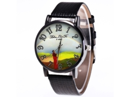 Relógio Zhoulianfa Clássico Digital Quartz Unissex com Pulseira de Couro PU (Preto)