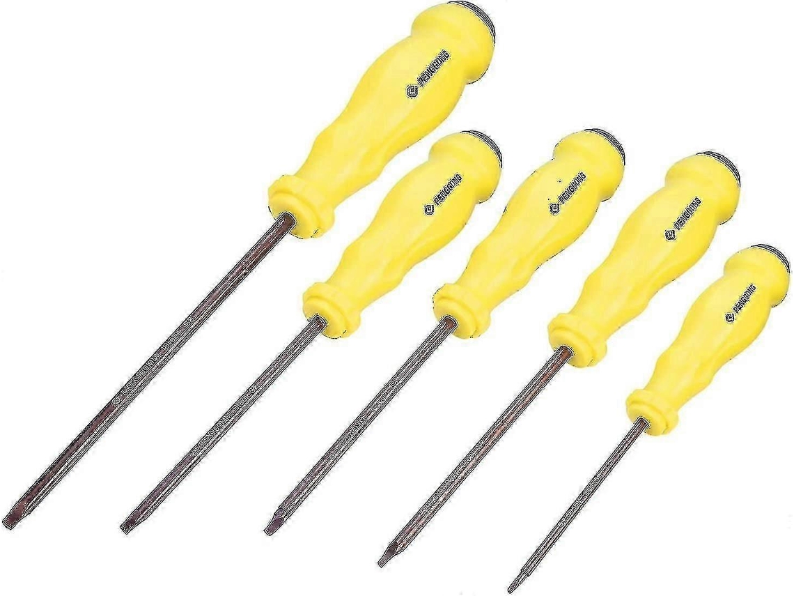 Jogo De Chave Fenda Triangular 4mm 3,5mm 3mm 2,5mm 2mm S2 Em Aço Inox Com Cabo De Plástico Antiderrapante Aquaforge (5 Peças)