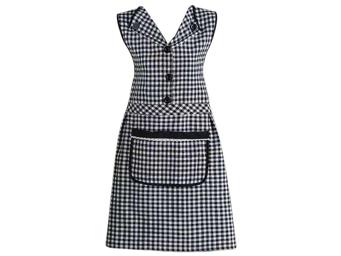 Delantal de Cozinha de Algodão e Linho Anti óleo com Design de Laço Atrás, Bolso Grande e Colarinho Lapel para Cozinha e Churrasco Negro