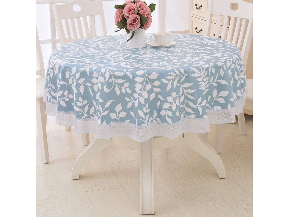 Toalha de mesa redonda em PVC, impermeável, resistente a óleo, lavável e durável, com estampa de samambaia, ideal para mesa de cozinha e piquenique.