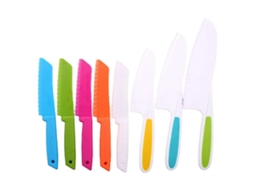 Conjunto De 8 Facas De Cozinha Para Bolos E Saladas, Frutas E Pães, Multicoloridas, Para Crianças