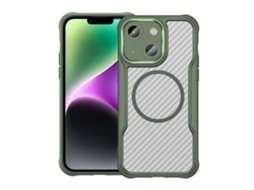 Capa Transparente Para Iphone 14 - Textura De Fibra De Carbono - Magsafe