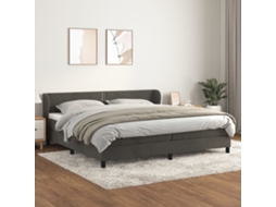 Vidaxl Cama Com Molas/colchão 200x200 Cm Veludo Cinzento-escuro