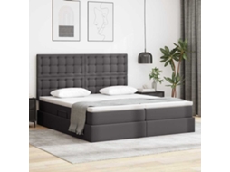 Vidaxl Cama Com Arrumação E Led Cinzeto 180 X 200 Cm Couro Sintético