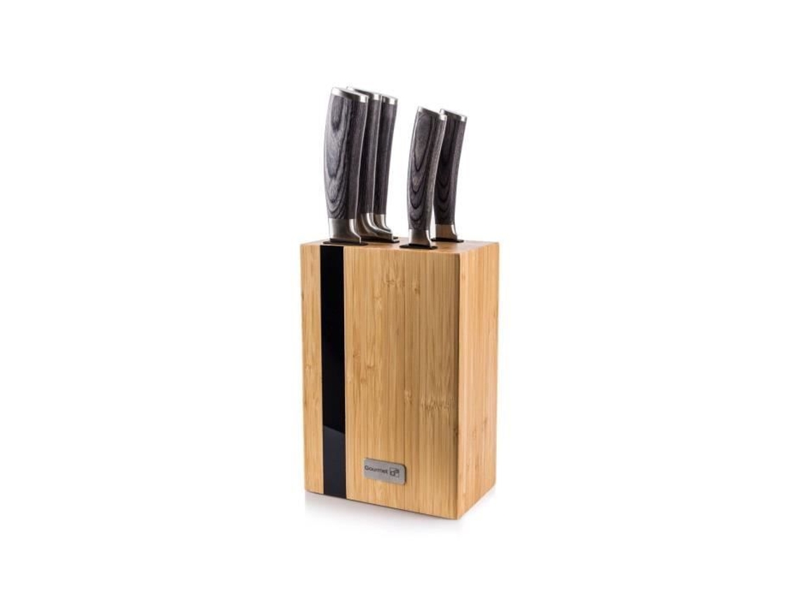 Conjunto de 5 facas gourmet rústicas G21 com bloco de bambu para casa, hobby e jardim.