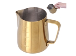 Fdit Jarra de leite para espuma de leite Jarra de café em aço inoxidável para fazer espuma para latte art ouro fosco (350ml) FDIT