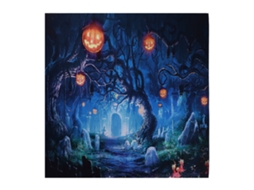 Cenário Halloween Cemitério Assombrado com Abóboras e Lanternas, 230x180cm LAXISCREED