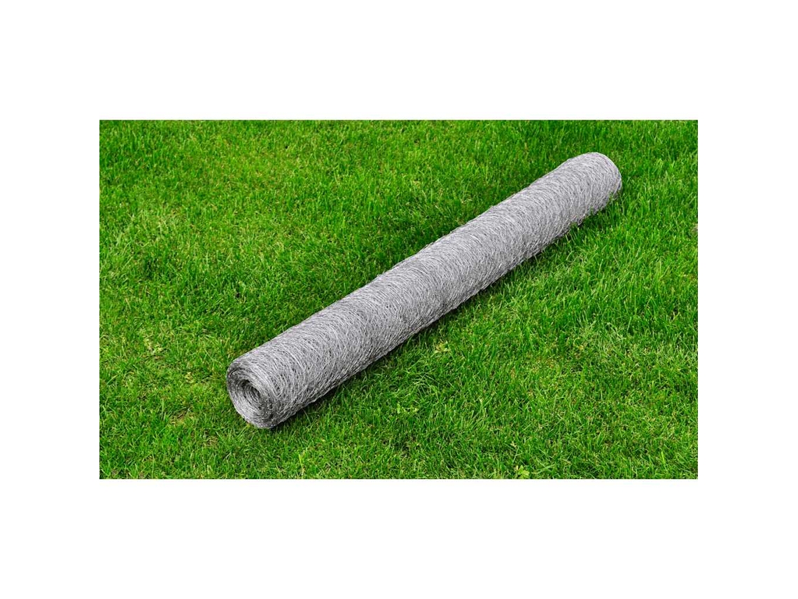 Vidaxl Cerca De Arame P/ Galinheiro 25x0,75 M Aço Galvanizado Prateado