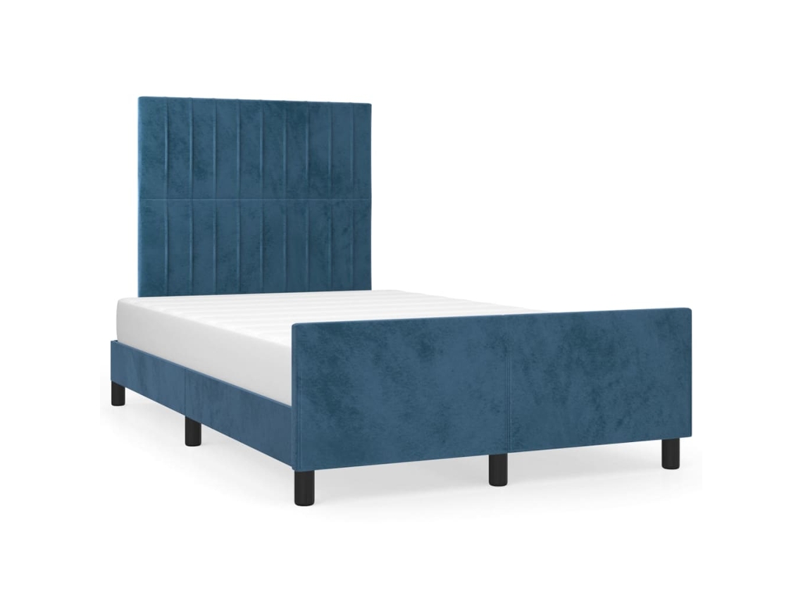 Bed Frame With Headboard, Bed Frames With Headboards Vidaxl Azul Veludo (120 X 200 Cm)