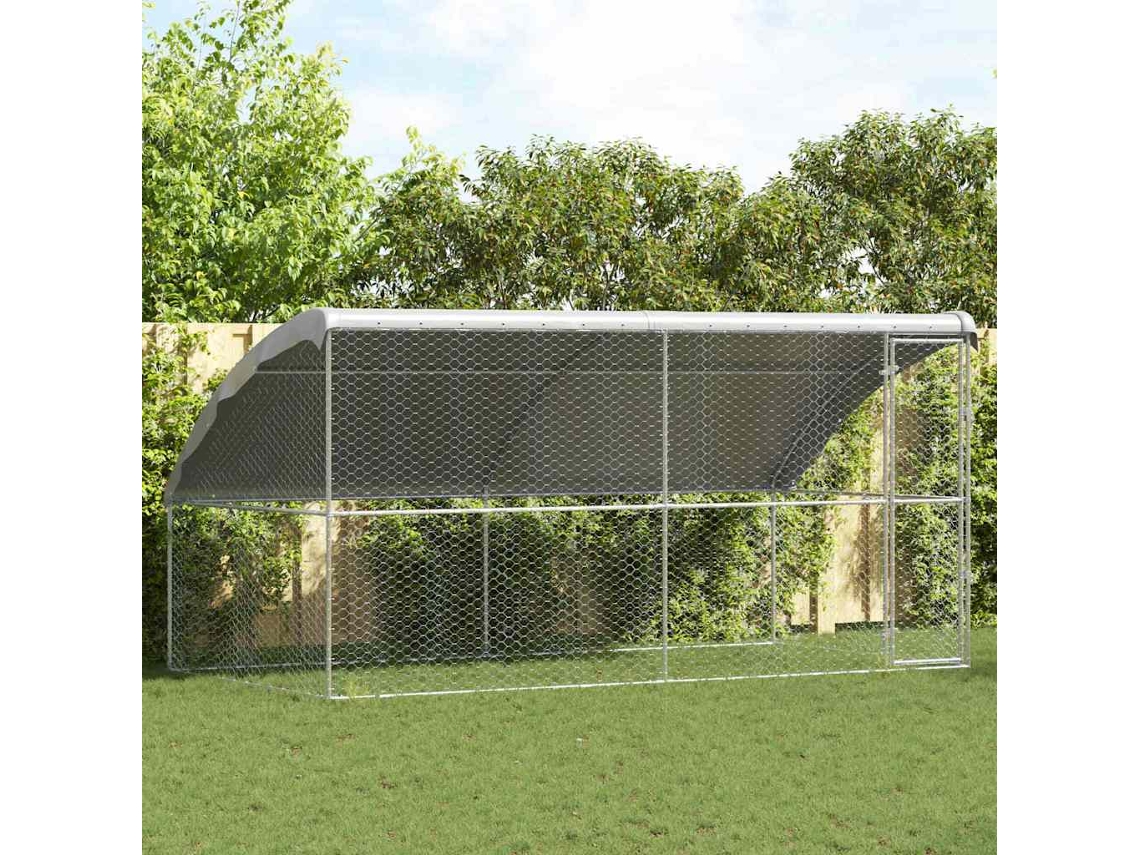Vidaxl Canil De Cachorro 2 Unid. Prateado 4 X 2 X 2 M Aço Galvanizado
