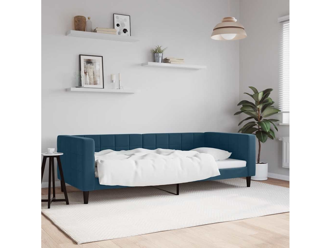 Vidaxl Sofá-cama 90x200 Cm Veludo Azul