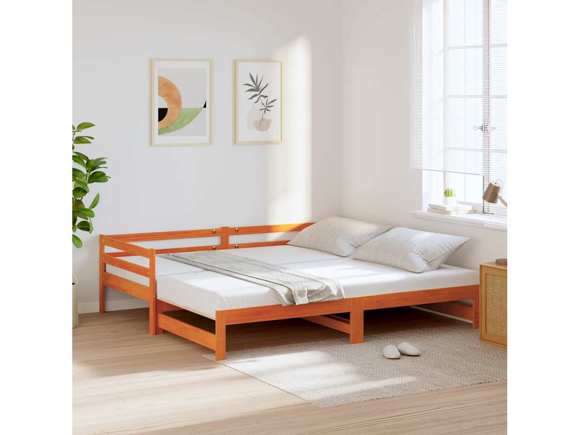 Vidaxl Sofá-cama Com Gavetão Sem Colchões 90x190 Cm Castanho-mel