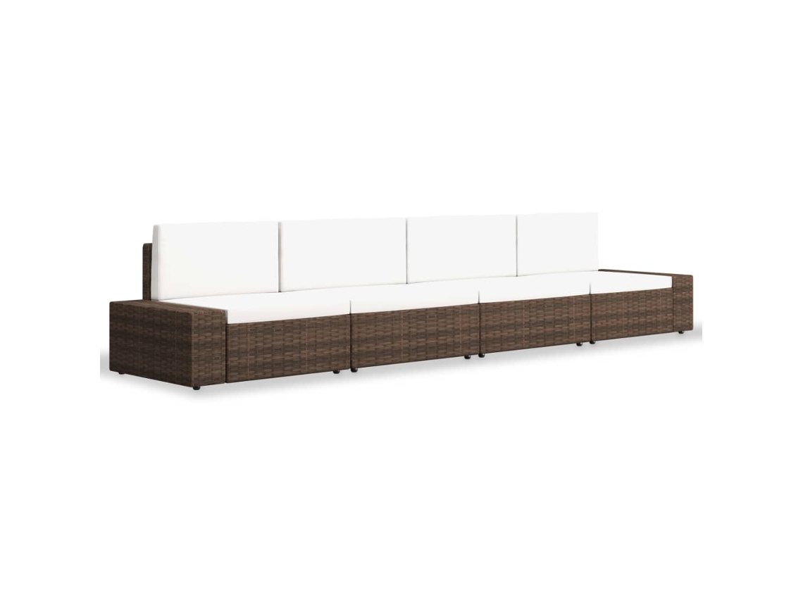 Maison Exclusive - 4 Pcs Conjunto Lounge Para Jardim Vime Pe Castanho