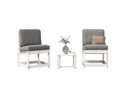 Pcs Conjunto Lounge De Jardim Madeira De Pinho Maciça Branco Dkd Home Decor