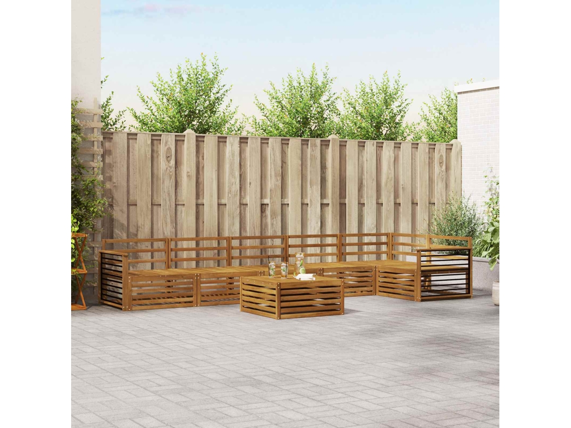 Vidaxl Conjunto De Sofás Para Exterior 7 Pcs Natural