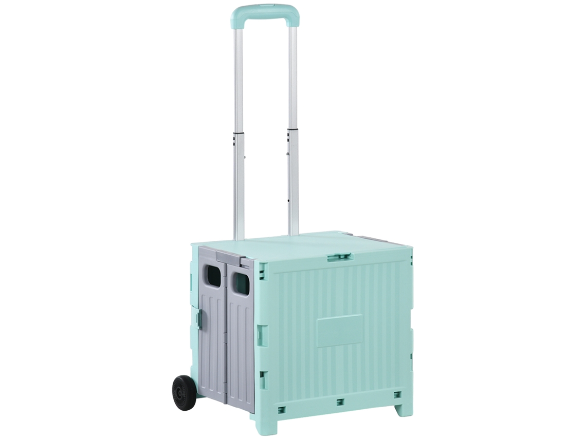 Carrinho de Supermercado com 2 Rodas,cabo Ajustável,capacidade 32l,41,5x32,5x85cm,verde BTFORUS