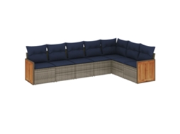 Conjunto de Sofá de Jardim, 7 Peças, Almofadas, Rattan Cinza MAISON EXCLUSIVE