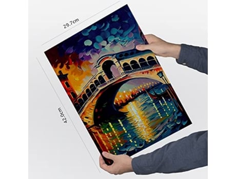 Poster NACNIC De Rialto Bridge Em Estilo De Tinta A Óleo Ilustrações De Monumentos E Cidades Em Estilo Fotográfico Em Cores A3