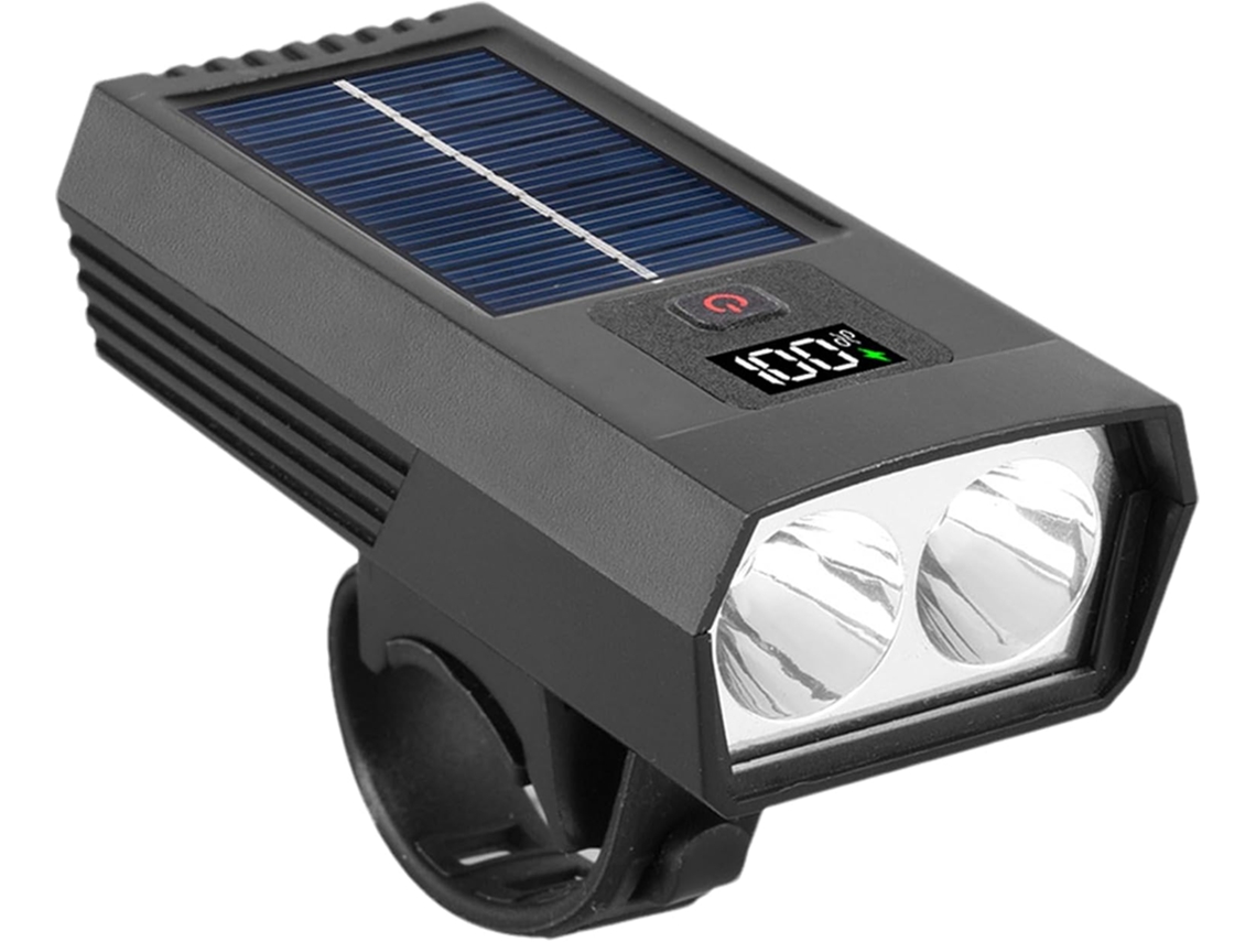 Luz De Bicicleta Movida A Energia Solar Com Visor Digital E