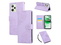 Capa De Couro Para Celular Com Estampa De Flor De Rosa E 3 Compartimentos Para Cartões