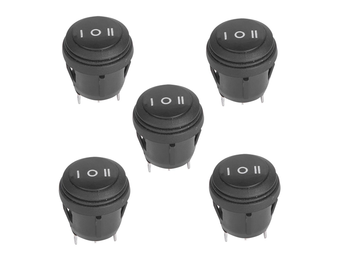 5 peças de interruptores rocker redondos on/off/on 10A/125V S/MARCA