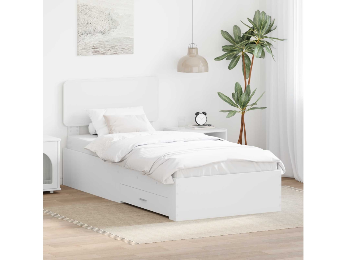 Vidaxl Estrutura Da Cama Branco 90 X 190 Cm Derivados De Madeira