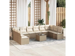 Vidaxl Conjunto De Sofá De Jardim 11 Unid. Bege E Creme Vime Pe