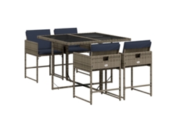 Conjunto de Jantar 5 Peças com Almofadas em Rattan Sintético Cinza MAISON EXCLUSIVE