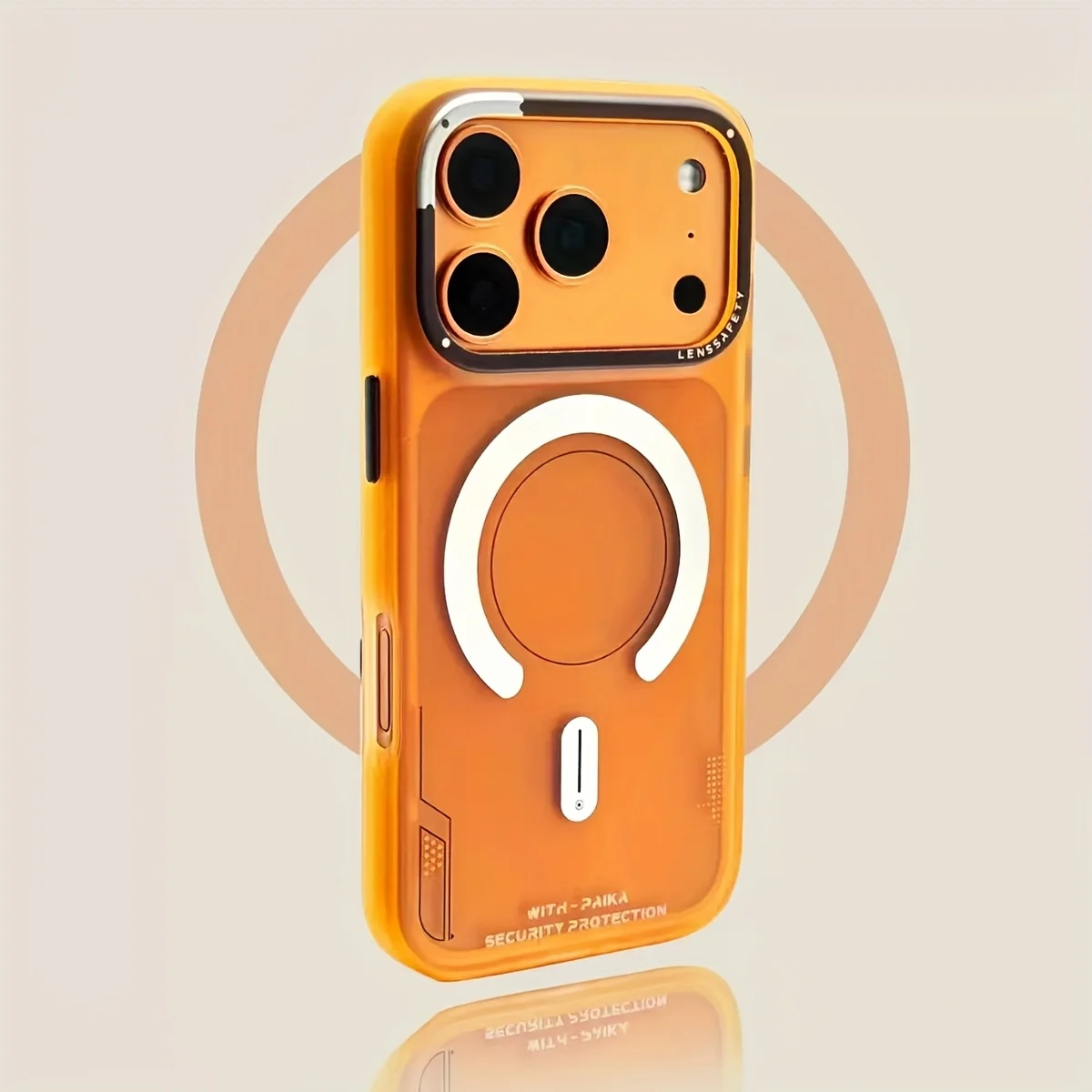 (laranja Para Iphone 17 Pro Max) Capa Magnética Translúcida Com Acabamento Jateado, Proteção Para A Lente E Resistente A Impactos.