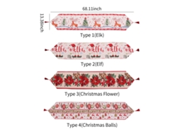Caminho de Mesa Natal com Estampa de Rena para Festas LAXISCREED (68x13 polegadas)