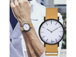 Relógio de Moda para Casais com Pulseira de Nylon e Mostrador Redondo (bege)