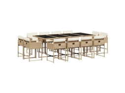 Conjunto de Jantar 13 Pcs para Jardim com Almofadões Vime Pe Bege MAISON EXCLUSIVE (13 pcs)