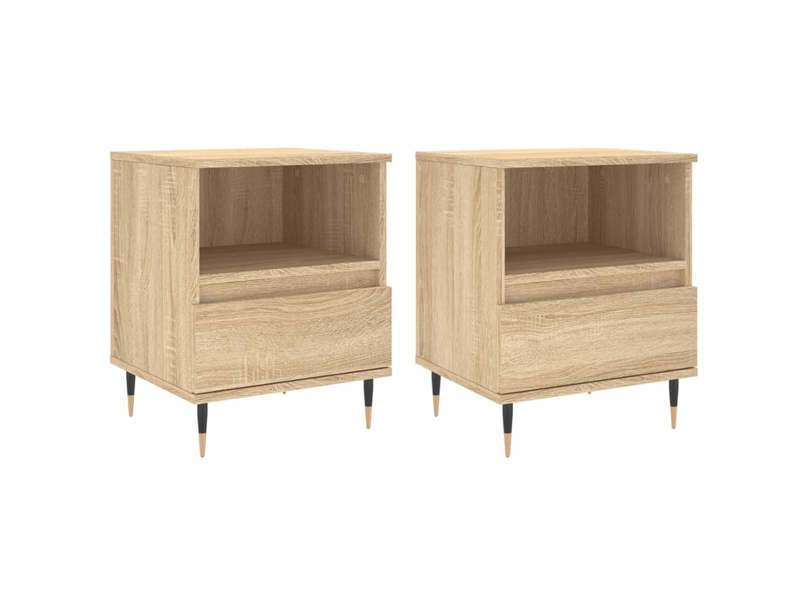 Conjunto de Mesas de Cabeceira Derivados de Madeira Carvalho Sonoma MAISON EXCLUSIVE