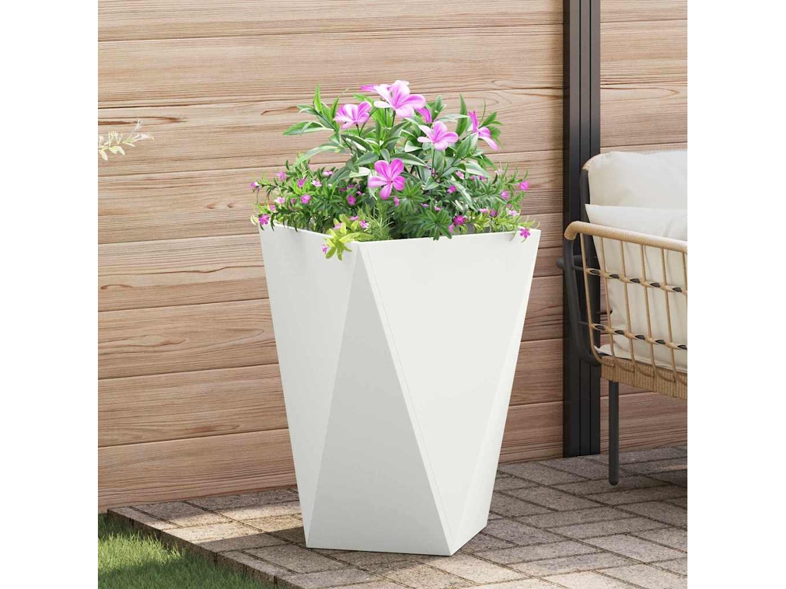 Vidaxl Floreira Branco 50 X 50 X 75 Cm Aço